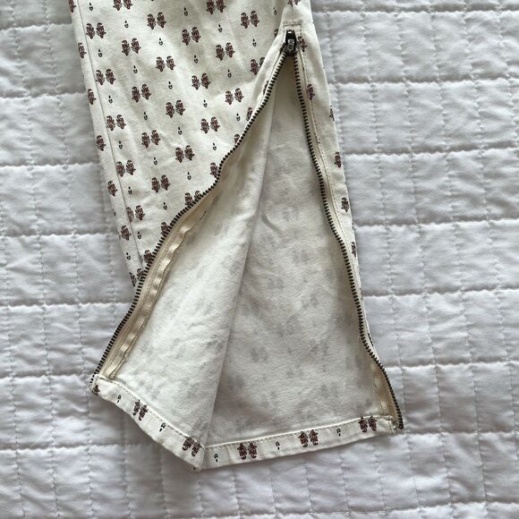 ANTHRO Pilcro Serif Floral Patterned Ankle Zip Skinny Letterpress Jeans Size 12 - Picture 6 of 13